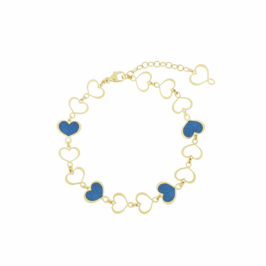 BRACCIALE CUORI SMALTO BLU