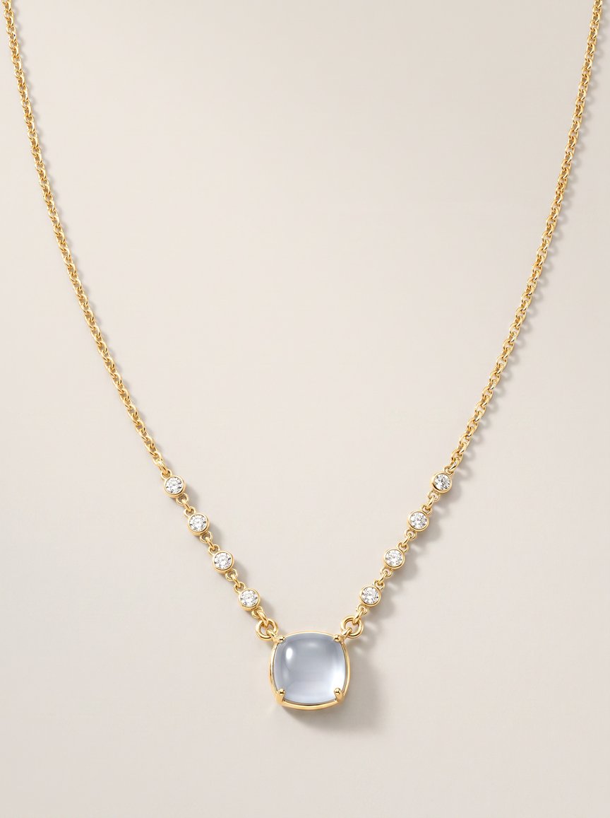 COLLANA PIETRA QUADRATA BIANCO LATTE - Tangredi Gioielleria
