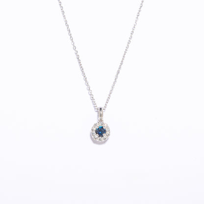 COLLANA ORO BIANCO CON ZAFFIRO E DIAMANTI