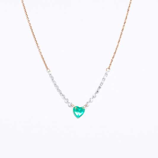 GIROCOLLO ORO ROSA CON SMERALDO E DIAMANTI