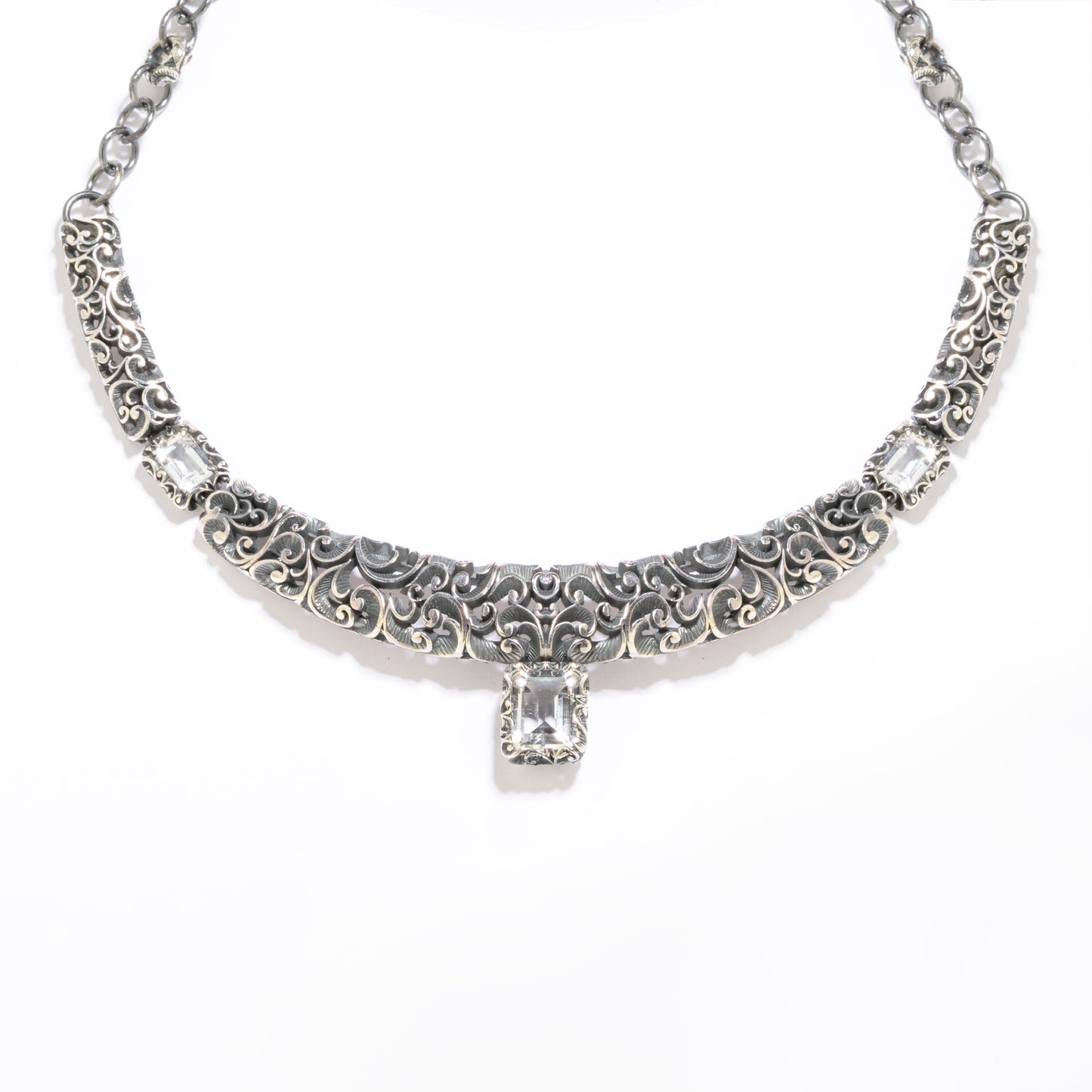 COLLANA CHOKER ARGENTO CON CRISTALLI DI ROCCA