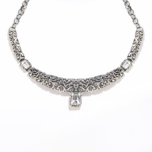 COLLANA CHOKER ARGENTO CON CRISTALLI DI ROCCA