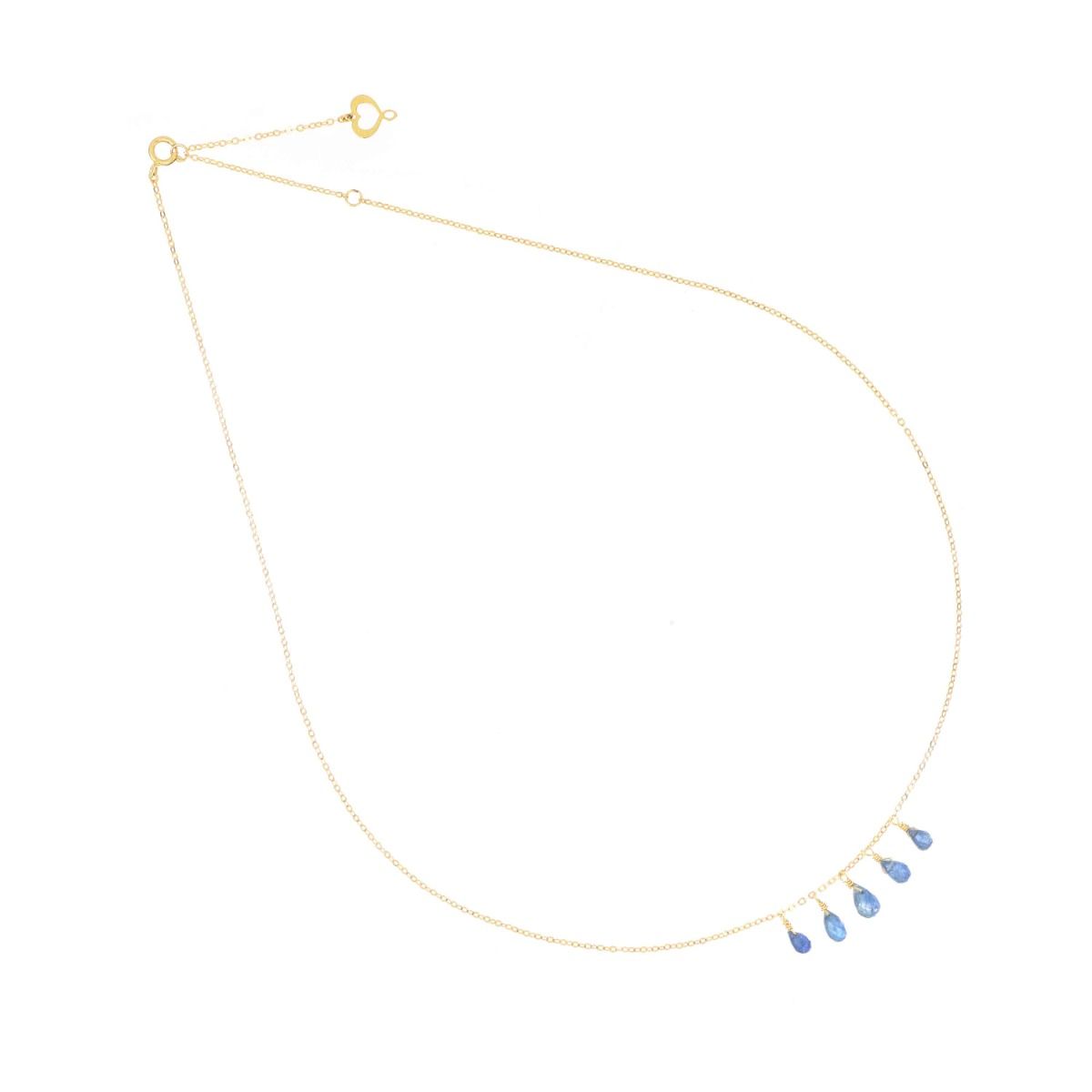 GIROCOLLO ZAFFIRI AZZURRI CINQUE GOCCE - Tangredi Gioielleria