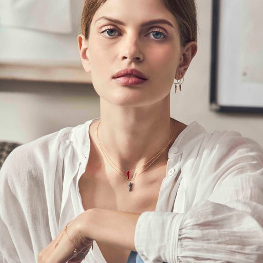 ORECCHINO MONO TIÉ ORO E POLVERE DI DIAMANTI - Tangredi Gioielleria