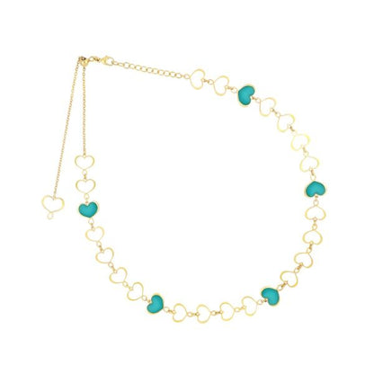 CHOCKER CUORI SMALTO TURCHESE - Tangredi Gioielleria