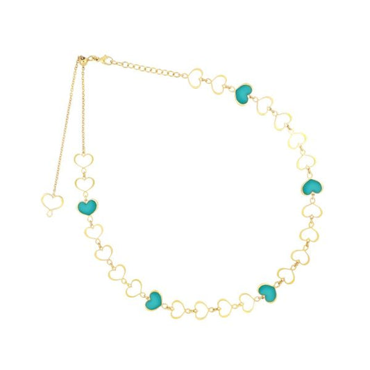 CHOCKER CUORI SMALTO TURCHESE - Tangredi Gioielleria