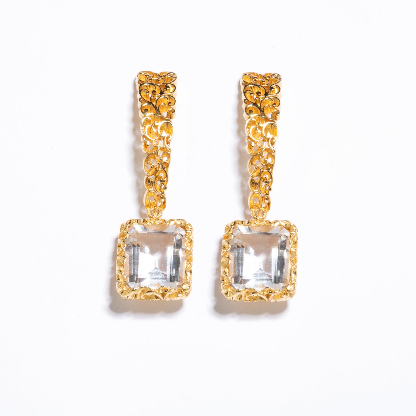 ORECCHINI ICON DORATI CON CRISTALLO DI ROCCA - Tangredi Gioielleria