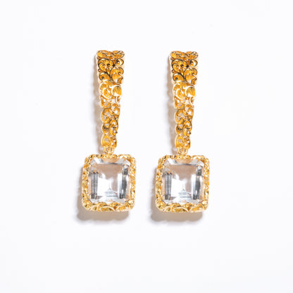 ORECCHINI ICON DORATI CON CRISTALLO DI ROCCA - Tangredi Gioielleria