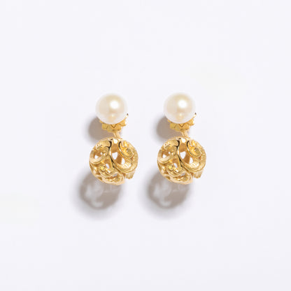ORECCHINI DORATI PERLA E SFERA - Tangredi Gioielleria