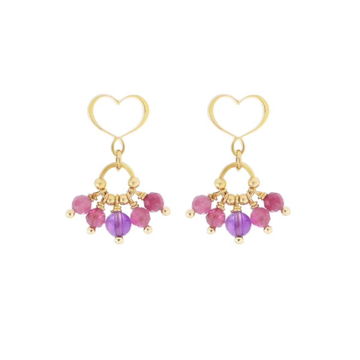ORECCHINI CUORE TORMALINA E AMETISTA