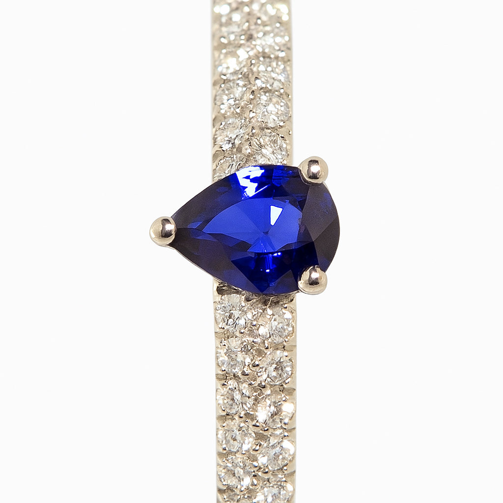 ANELLO VERETTA ORO CON ZAFFIRO E DIAMANTI - Tangredi Gioielleria