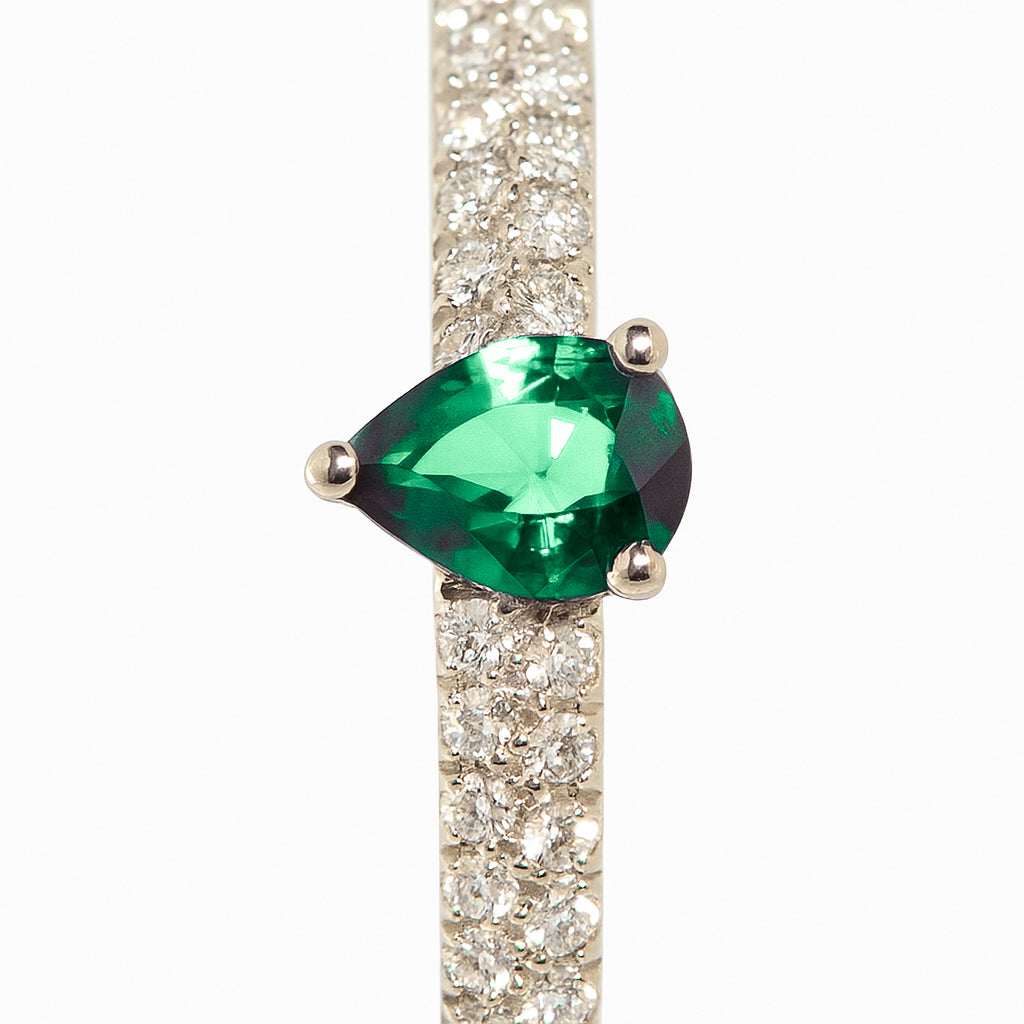 ANELLO VERETTA ORO CON SMERALDO E DIAMANTI - Tangredi Gioielleria