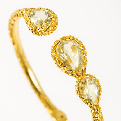 BRACCIALE TRE GOCCE DORATO CON QUARZO LEMON - Tangredi Gioielleria