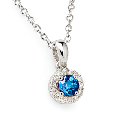 COLLANA ORO BIANCO CON ZAFFIRO E DIAMANTI