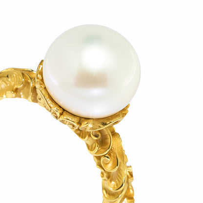 ANELLO SOLITARIO DORATO CON PERLA - Tangredi Gioielleria