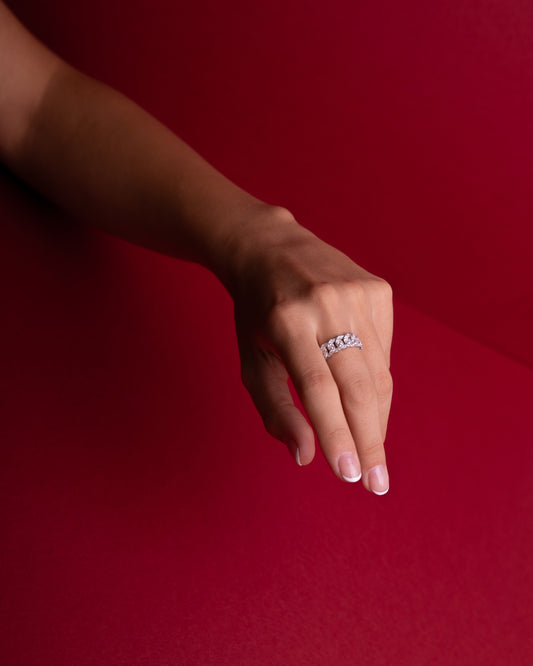 ANELLO GROUMETTE ORO BIANCO E DIAMANTI - Tangredi Gioielleria